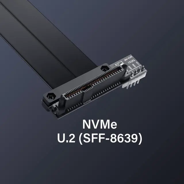 Alt view image 2 of 5 - SinLoon PCIe 3.0 X4 to U.2 SFF-8639 Extension Cable PCI-E 4X Male to U.2 Slot NVMe SSD Riser Cable 20CM (90 Degree)