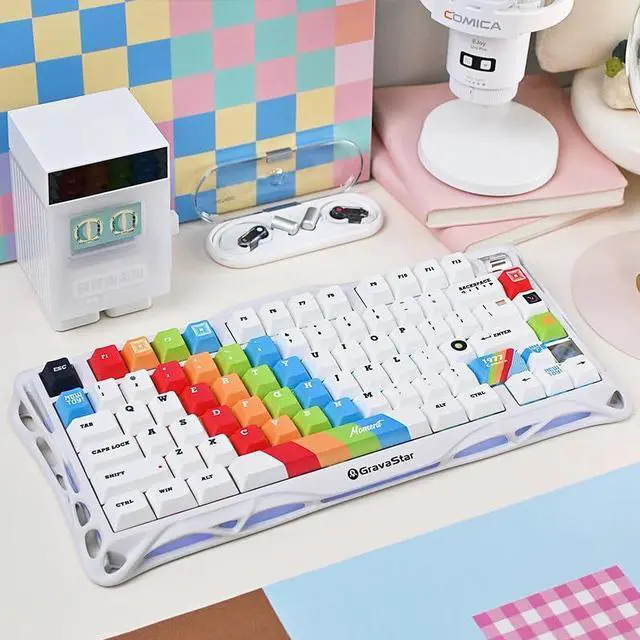 Alt view image 2 of 5 - TIMSEKER Rainbow Theme White Keycaps, Dye Sublimation Cherry Profile PBT Keycap Set, 1.7mm Thick Cool Custom Key Cap for ANSI Layout Mechanical Gaming Keyboard, 134 Keys