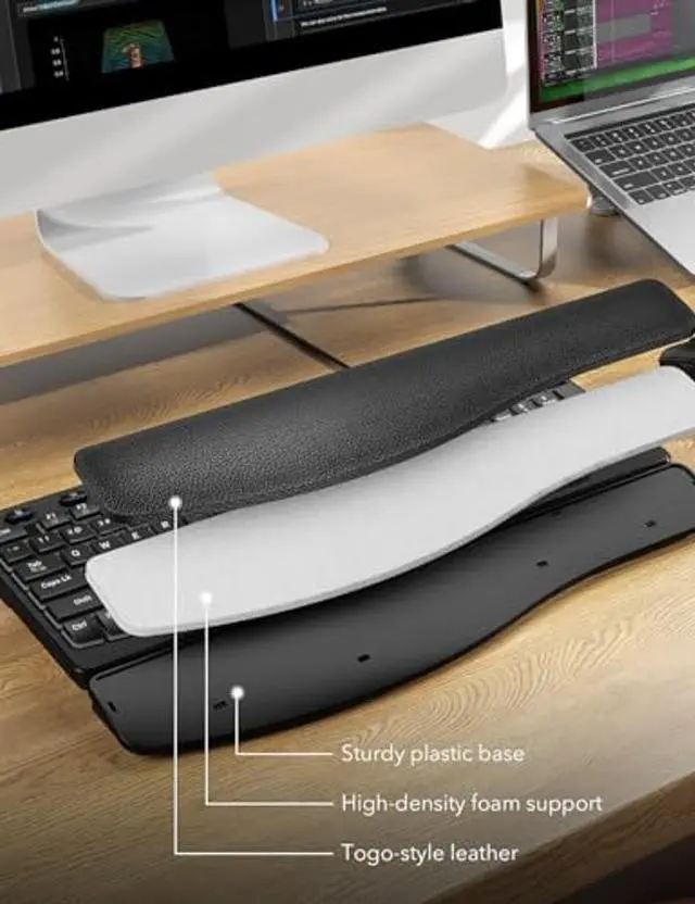 Alt view image 3 of 5 - SABLUTE Ergonomic Keyboard Wired with Cushioned Wrist & Palm Rest, Backlit Computer Keyboards with 7-Color Adjustable Backlight, Comfortable Natural Wave Keys for Windows/Mac, Desktop Laptop