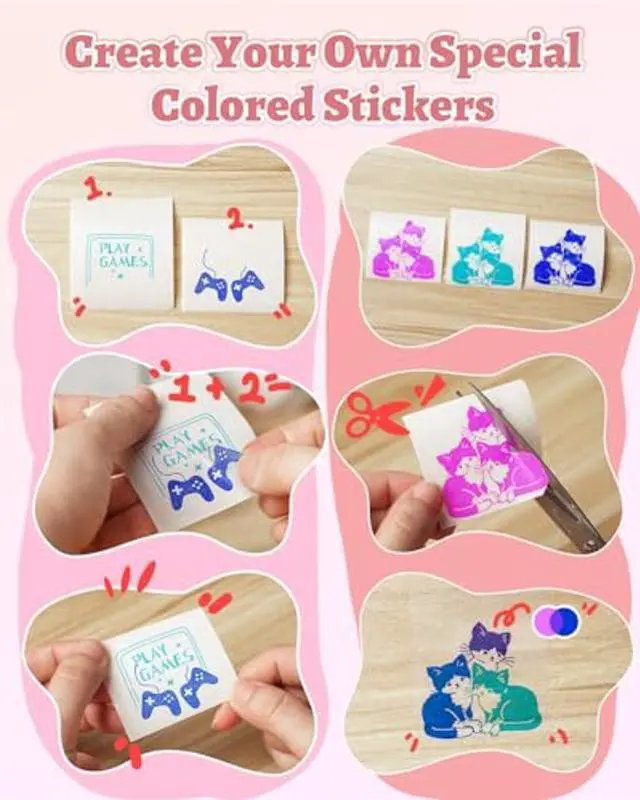 Alt view image 2 of 5 - Memoqueen Pocket Printer T02 Mini Sticker Thermal Printer, Thermanote Printing for DIY Journal, Study Notes, Memos, Photo, Ideal for Kids, Compatible with iOS & Android, Pink