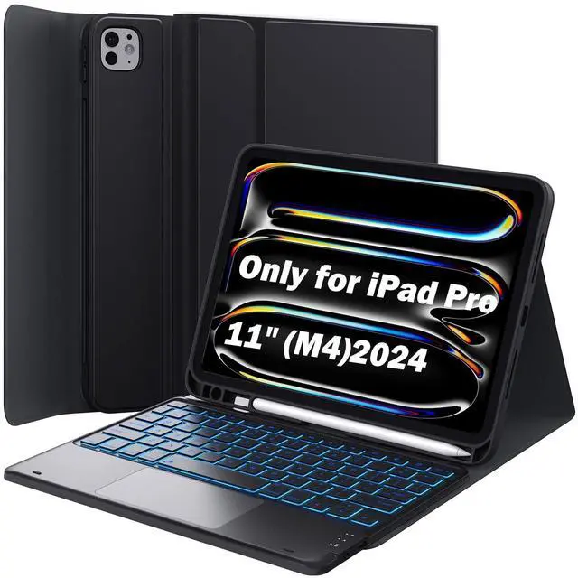 Main image of GreenLaw for iPad Pro 11 inch Case with Keyboard(M4) 2024, Detachable Wireless Keyboard Case, Stain-Resistant Surface, 7-Color Backlit, Multi-Touch Trackpad, 2 Device Connection, Black