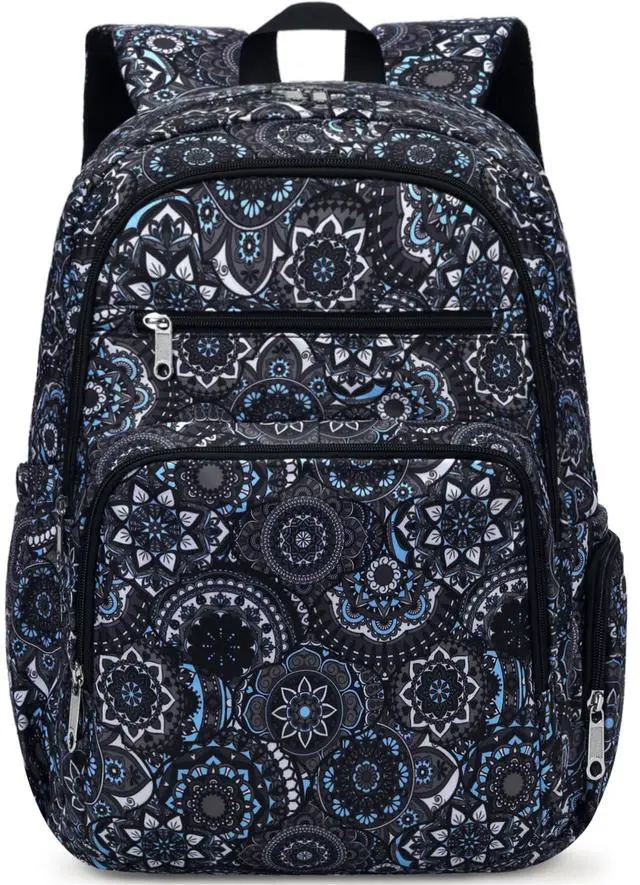 Alt view image 2 of 5 - FOKDUVB Large Backpack for Women Backpack with Lots of Pockets for Travel Work School Bookbag with Laptop Compartment for High School College Girls Mochilas Morrales para Mujer (Black/Gray, Paisley)