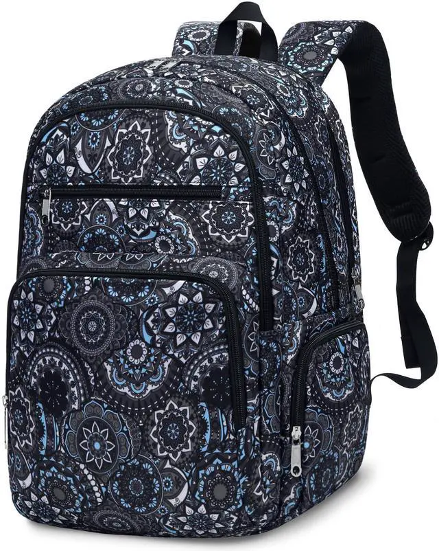 Main image of FOKDUVB Large Backpack for Women Backpack with Lots of Pockets for Travel Work School Bookbag with Laptop Compartment for High School College Girls Mochilas Morrales para Mujer (Black/Gray, Paisley)