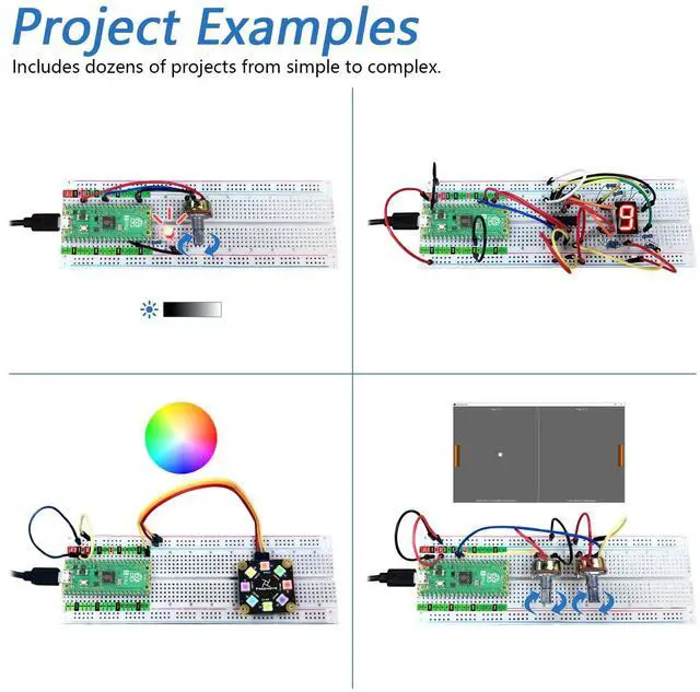 Alt view image 4 of 5 - Freenove Super Starter Kit for Raspberry Pi Pico 2 (Included), Dual Arm Cortex-M33 and Dual Hazard3 RISC-V Microcontroller, 588-Page Detailed Tutorial, 177 Items, 94 Projects, Python C Java Code