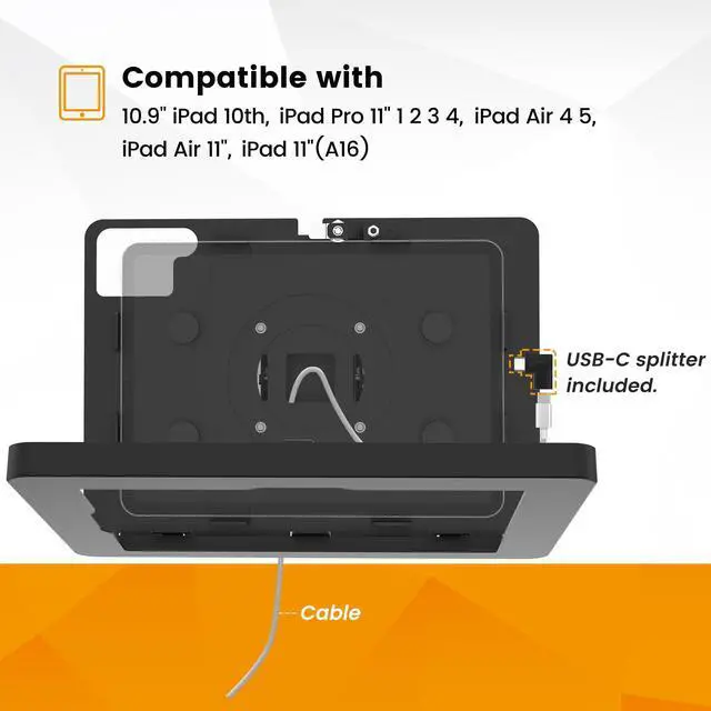 Alt view image 5 of 5 - Beelta Tablet Wall Mount Compatible with 10.9" iPad 10th, Pro 11" 1 2 3 4, Air 4 5, Air 11", iPad 11"(A16) - BSW101BA