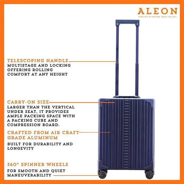 Alt view image 2 of 5 - All-Aluminum 21" Vertical Carry-On Business Briefcase, TSA-Approved Hardshell Case, Spinner Wheels, Laptop Compartment, Aluminum Frame Cabin Bag for Travel & Business, Durable & Sleek (Sapphire)