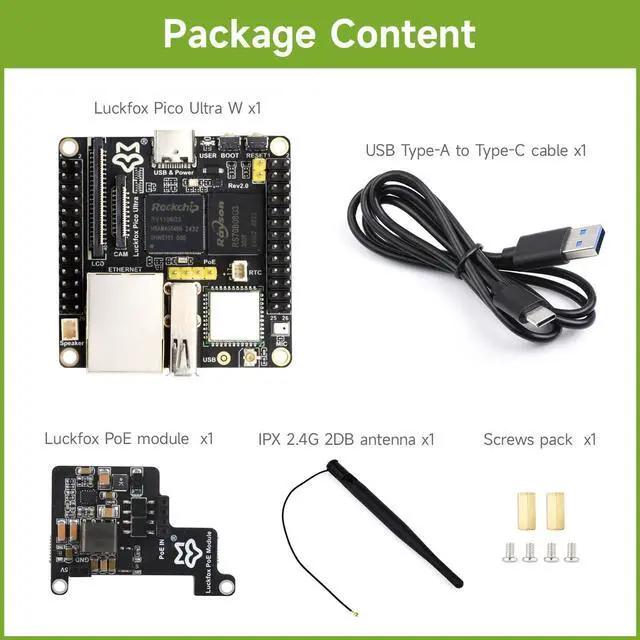 Alt view image 2 of 5 - Waveshare Luckfox Pico Ultra RV1106 Linux Micro Development Board, Integrates ARM Cortex-A7/RISC-V MCU/NPU/ISP Processors, with 8GB EMMC, with PoE Module and Onboard WiFi