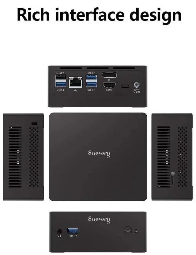Alt view image 3 of 5 - suevery Mini PC Intel 12th Gen Alder Lake N100(up to 3.4GHz) 8GB DDR4 RAM M.2 256GB Nvme SSD, Desktop Computer Support 4K TV Dual Display Business