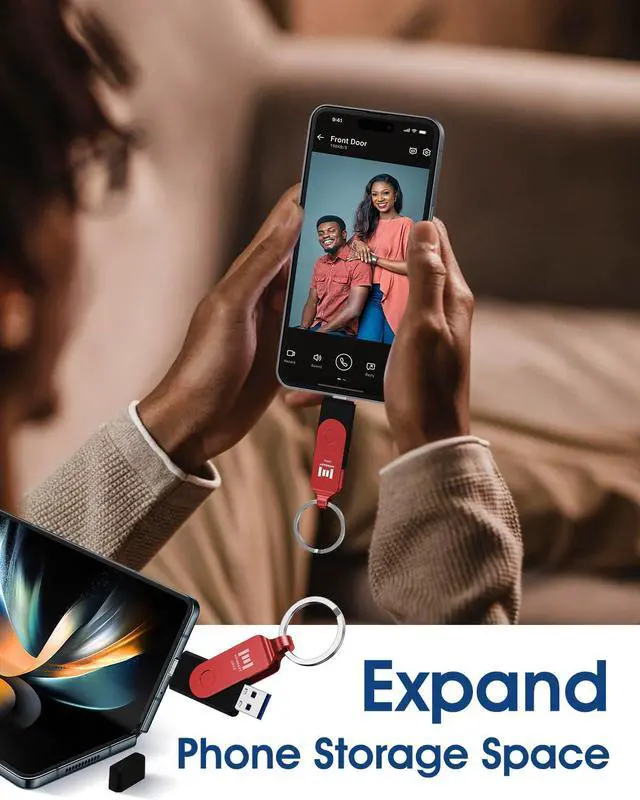 Alt view image 4 of 5 - MOSDART 256GB USB3.1 Fast Speed C and A Dual Flash Drive, exFAT Memory Stick with Keychain and LED Indicator, for iPhone 15 and 16, Android Phone, iPad, MacBook, and Other Laptops, Red