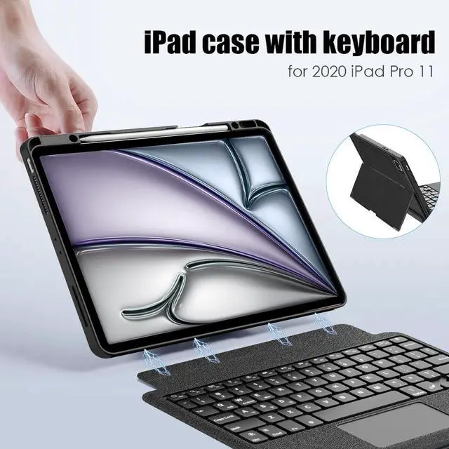 Alt view image 2 of 5 - KVAGO Keyboard Case for iPad Air 13-inch (M3, 2025/ M2, 2024)& iPad Pro 12.9 Case inch (3/4/5/6th Gen) with Keyboard, Magic Magnetic Keyboard, Rainbow Color Backlit, Multi-Touch Trackpad, Dark Black
