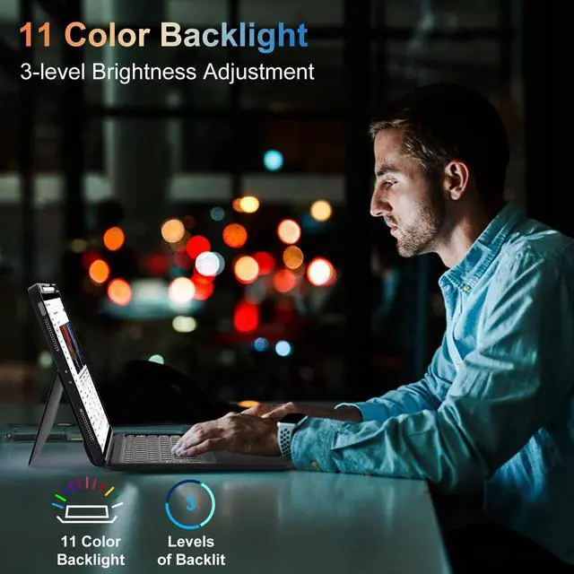 Alt view image 3 of 5 - KVAGO Keyboard Case for iPad Air 13-inch (M3, 2025/ M2, 2024)& iPad Pro 12.9 Case inch (3/4/5/6th Gen) with Keyboard, Magic Magnetic Keyboard, Rainbow Color Backlit, Multi-Touch Trackpad, Dark Black