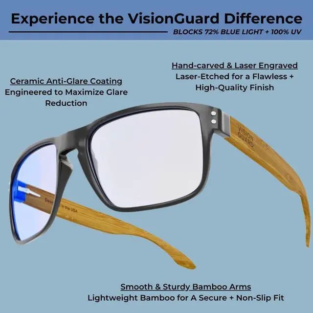 Alt view image 2 of 5 - VisionGuard Blue Light Blocking Glasses For Men/Women Anti-Fatigue Computer Monitor Gaming Glasses Reduce Eye Strain Game Glasses
