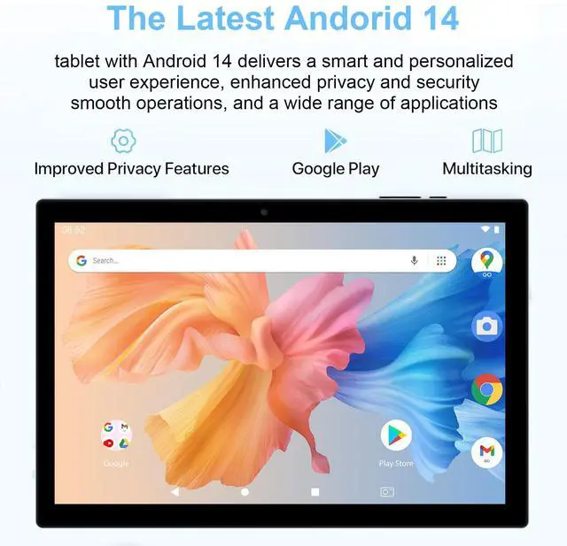 Alt view image 2 of 5 - Android 14 Tablet, 10 Inch 8GB RAM+64GB ROM+1TB Expand, 1.8Ghz Quad-core Processor, 2 in 1 Tablets with Keyboard Mouse Case Stylus, 8MP Camera, 6000mAh Battery, 1280*800 HD Screen, 5G WiFi 6 Tablet PC
