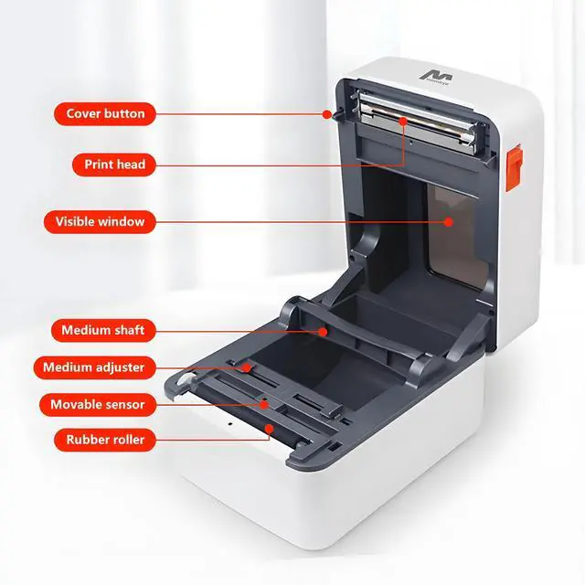 Alt view image 4 of 5 - miemieyo 4x6 Shipping Label Printer with A Built-in Label Bin  USB Thermal Printer Fast, Easy Setup, Supports iOS, Android, Windows, Mac