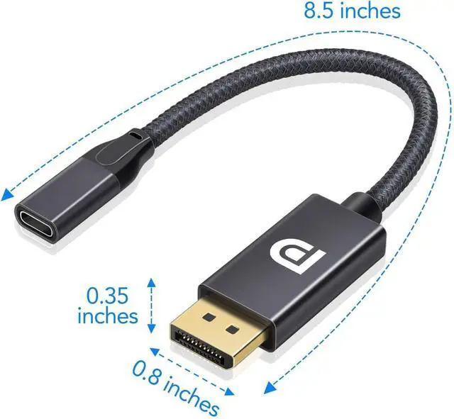 Alt view image 5 of 5 - USB C Female to DisplayPort Male Cable Adapter,Bi-Directional USB Type C 3.1 Input to DP Ouput Converter,4K 60Hz USBC Thunderbolt 3 Adapter for New MacBook Pro,Mac Air,Chromebook Pixel and More