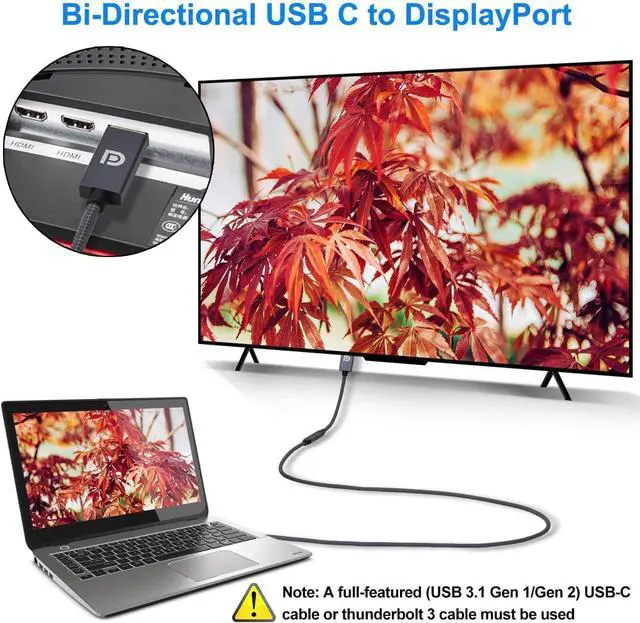 Alt view image 4 of 5 - USB C Female to DisplayPort Male Cable Adapter,Bi-Directional USB Type C 3.1 Input to DP Ouput Converter,4K 60Hz USBC Thunderbolt 3 Adapter for New MacBook Pro,Mac Air,Chromebook Pixel and More
