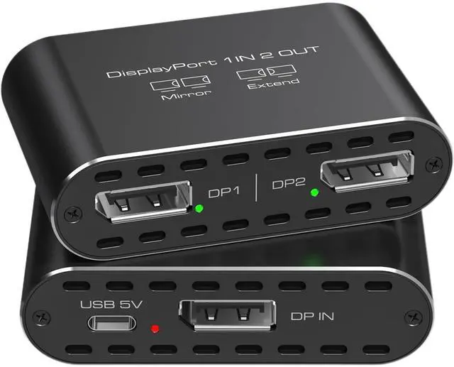 Main image of JCYMELE Displayport to Dual Displayport Splitter Dual 4K120Hz Extended Display Adapter for 2 Monitors, Display Port Splitter 1 in 2 Out Supports MST & SST Mode for PC, Laptop,Computer Graphics Card