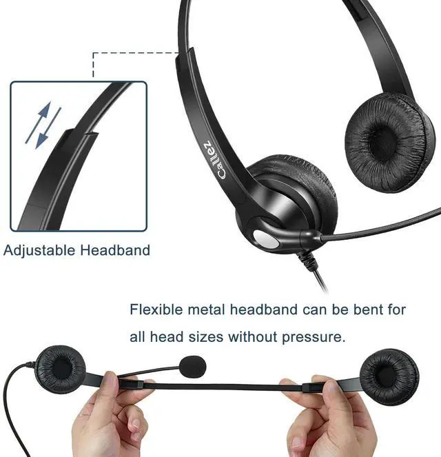 Alt view image 4 of 5 - Callez 3.5mm Cell Phone Headset, Mono Computer Headset with Noise Cancelling Microphone, Compatible with iPhone Samsung Huawei Smartphones Laptop iPad iPod Skype PC