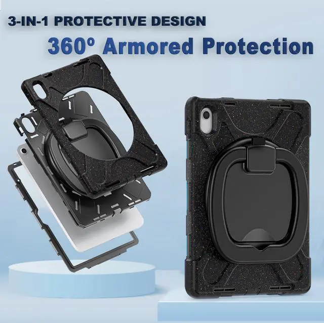 Alt view image 4 of 5 - BKOUNCTK for iPad (A16) 11th/10th Generation Case 2025/2022 (11/10.9),Heavy Sturdy Shockproof Kids Case with Screen Protector,Rotating Stand/Pencil Holder/Shoulder Strap - Carnival Night Black