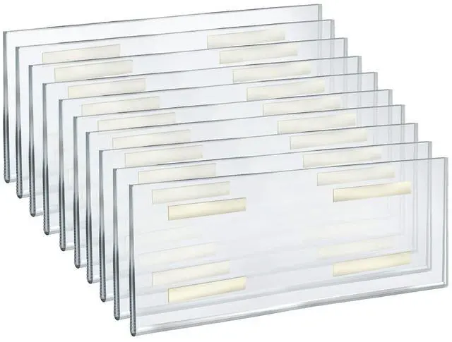 Main image of Azar Displays 122040 16-Inch W by 6-Inch H Wall Mount Acrylic Frame Pack of 10 - Clear Acrylic Wall Frame with Sticky Back - Floating Wall Sign Holder - Adhesive Office Sign - Frameless Picture Frame