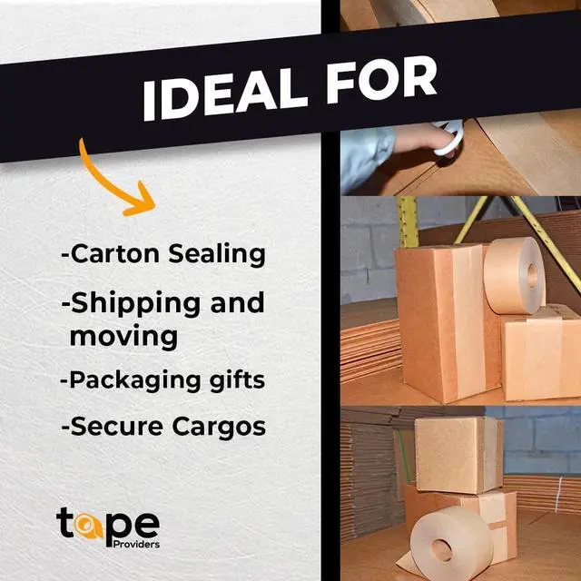 Alt view image 5 of 5 - WOD WATWTH Eco-Friendly Brown Gummed Kraft Paper Tape - 3 inch x 450 ft. (Pack of 10) Shipping Tape Water Activated for Packing Boxes, Shipping, & Sealing