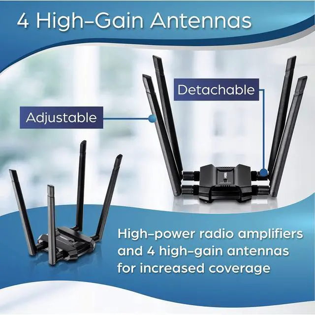 Alt view image 5 of 5 - TRENDnet AC1900 High Power Dual Band Wireless USB Adapter, TEW-809UB, Stream 4K HD Video, Windows-Mac OS Compatible, USB 3.0 to USB Type A, Black (Pack of 1)