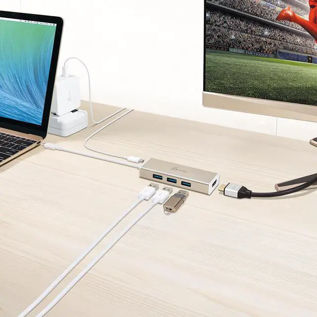 Alt view image 4 of 5 - j5create USB 3.1 Type C to 3 USB 3.0 Hub with 4K HDMI Port (JCH451)
