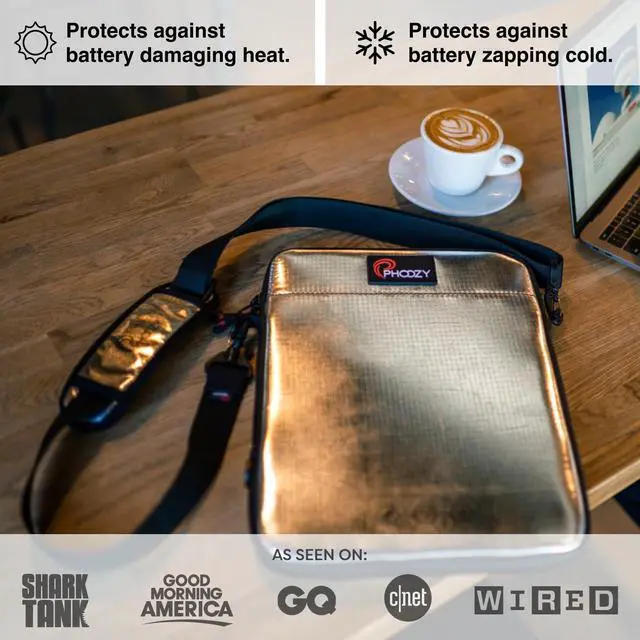 Alt view image 3 of 5 - PHOOZY Insulated Thermal Sleeve for Laptops, iPads, MacBooks & Similar Sized Tablets or Laptops up to 11" - Patented NASA Thermal Technology Extends Battery Life in The Cold (Gold)