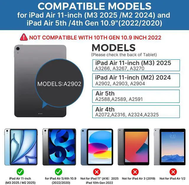 Alt view image 2 of 5 - typecase Touch Keyboard Case with Trackpad for iPad Air 11-inch (M3 2025 / M2 2024): 360°Rotatable - 11 Colors Backlight - Wireless Keyboard with Pencil Holder for iPad Air 5th & 4th Gen,Pacific Blue