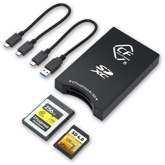 Main image of 10Gbps CFexpress Type B and SD UHS-II Dual-Slot Memory Card Reader, USB 3.1 Gen 2 CFexpress Reader for CFexpress Type B/SD Card Read 2 Cards Simultaneously Support Windows/Android/Linux/Mac OS