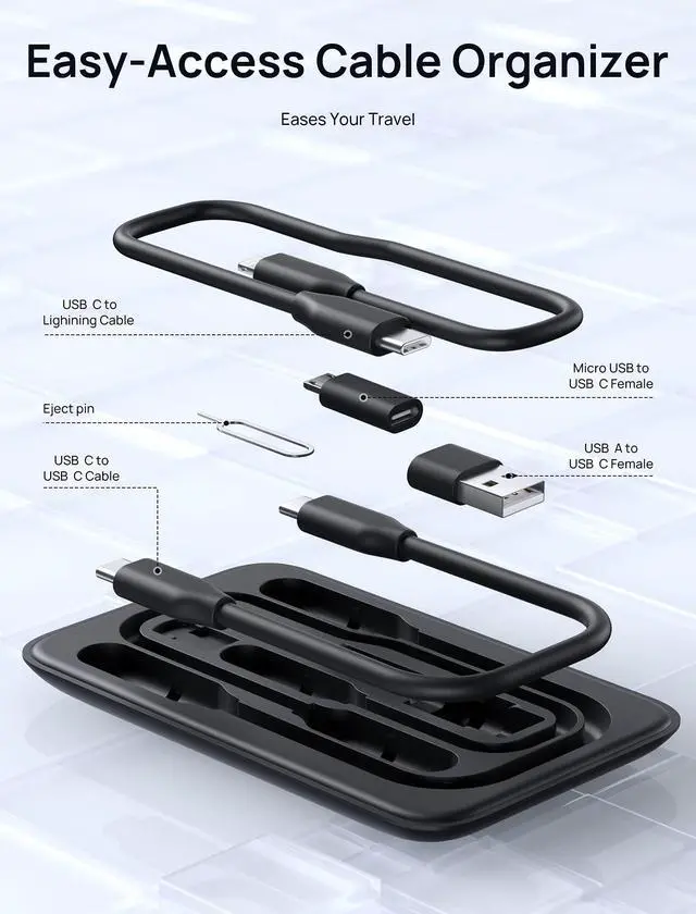 Alt view image 5 of 5 - Docking Station, JSAUX OmniCase 7-in-1 USB C Hub with Cable Storage, Support 1000M Ethernet, 4k HDMI, 100W USB C PD, USB 3.0, SD/TF Card Docking Station for MacBookPro/Air, iPad, Chromebook