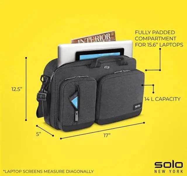 Alt view image 3 of 5 - Solo New York Urban Carrying Case (Briefcase) for 15.6" Notebook - Gray, Black, 12.5" x 17" x 5" (UBN310-10)