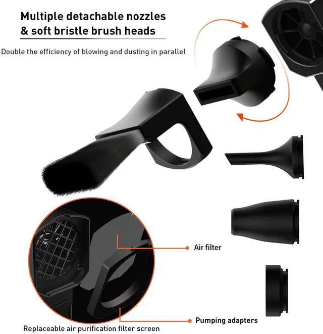 Alt view image 2 of 5 - Compressed Air Duster & Vacuum Cleaner All-in-One 100000 RPM, Electric Air Duster - 3 Gear Adjustable,Cordless air Blower Cleaner for Camera,Computer,Car,Drone,precise instrument,outdoor travel