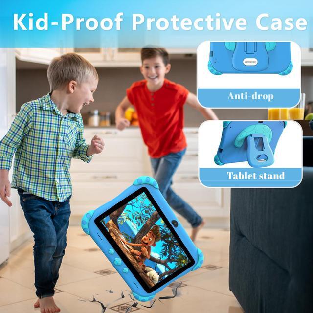 Alt view image 5 of 5 - YINOCHE 7 inch Kids Tablet with Case, WiFi, Android Toddler Tablet, 32GB Storage, Dual Camera, Shockproof Case, Parental Control Tablets Support Netflix YouTube for Toddlers (Green)