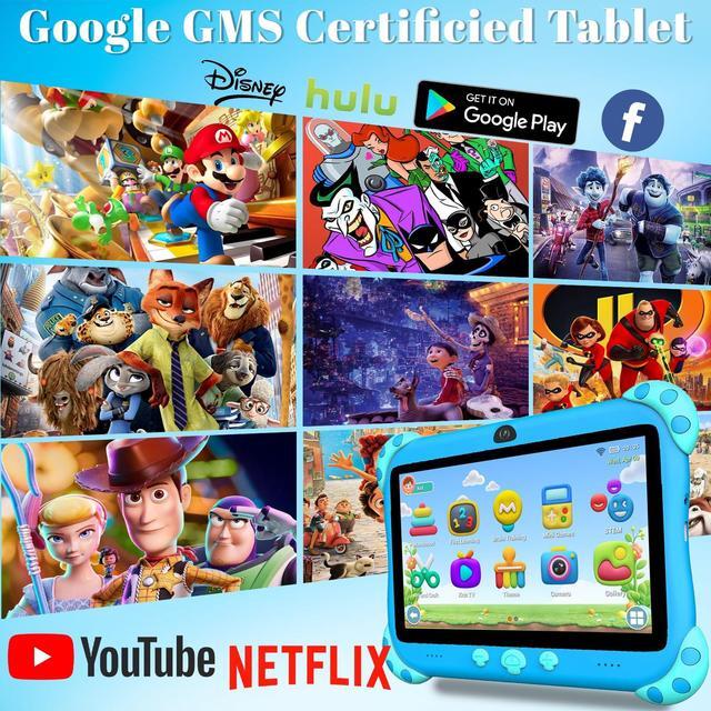 Alt view image 3 of 5 - YINOCHE 7 inch Kids Tablet with Case, WiFi, Android Toddler Tablet, 32GB Storage, Dual Camera, Shockproof Case, Parental Control Tablets Support Netflix YouTube for Toddlers (Green)
