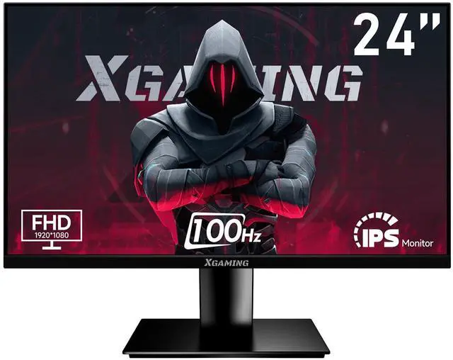 Main image of XGaming 24 Inch Monitor, FHD 100Hz 1080P, IPS 16:9 Frameless Computer Monitor, 99% sRGB, Low Blue Light Eye Care, FreeSync, PC Screen Built-in Speakers, HDMI VGA Display, VESA, Tilt Adjustable, Black