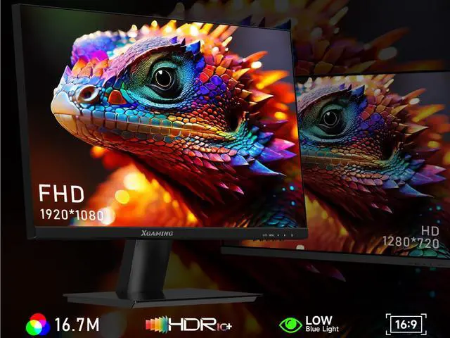 Alt view image 2 of 5 - XGaming 24 Inch Monitor, FHD 100Hz 1080P, IPS 16:9 Frameless Computer Monitor, 99% sRGB, Low Blue Light Eye Care, FreeSync, PC Screen Built-in Speakers, HDMI VGA Display, VESA, Tilt Adjustable, Black