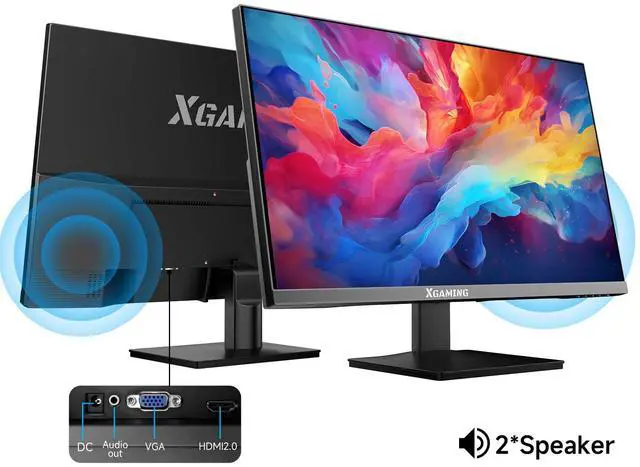 Alt view image 5 of 5 - XGaming 24 Inch Monitor, FHD 100Hz 1080P, IPS 16:9 Frameless Computer Monitor, 99% sRGB, Low Blue Light Eye Care, FreeSync, PC Screen Built-in Speakers, HDMI VGA Display, VESA, Tilt Adjustable, Black
