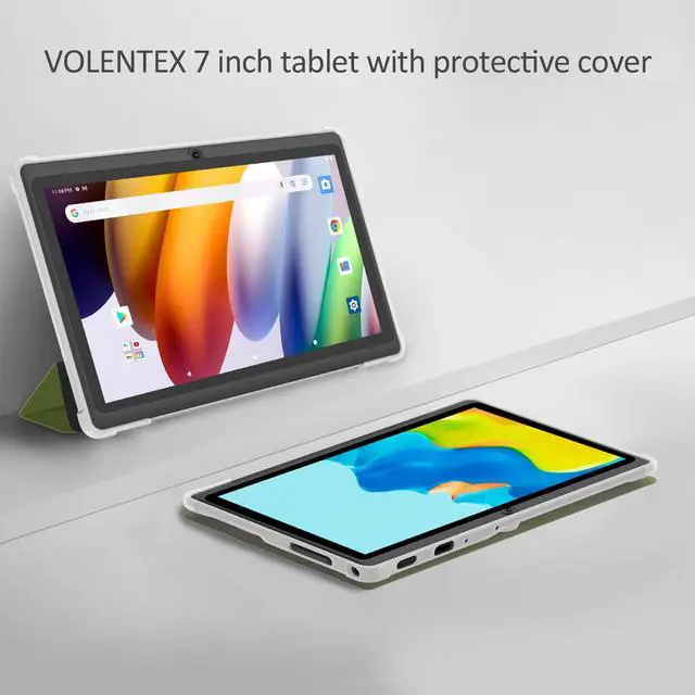 Alt view image 3 of 5 - VOLENTEX 7 Inch Tablet with Case, Quad Core Android 13, 32GB ROM, WiFi, Bluetooth, Dual Camera, USB C Tablet PC, 7" Touch Screen IPS Full HD Display (Green)