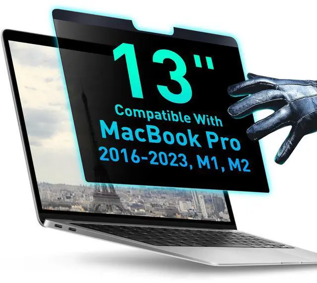 Main image of Removable Privacy Screen Compatible with MacBook Pro 13" 2016, 2017, 2018, 2019, 2020, 2021, 2022, 2023, M1, M2 | Easy On/Off Anti-Glare Laptop Screen Protector Filter Blue Light Blocking Filter