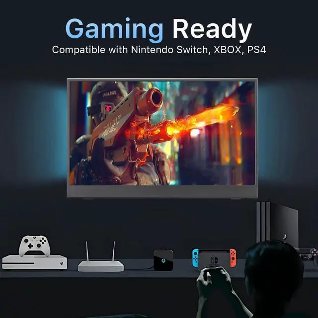 Alt view image 4 of 5 - Flyzuni 15.6 inch Portable Monitor,1080P USB-C HDMI,Portable Monitor for Laptop, HDR Plug&Play,PC,Mac,Phone,PS,Xbox,Swich,IPS Ultra-Thin Zero Frame, Metal Case