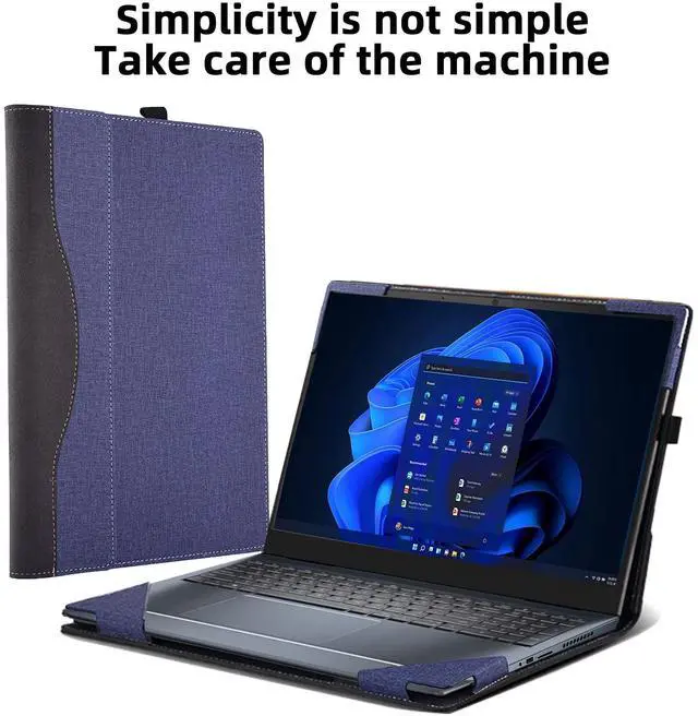 Alt view image 2 of 5 - Laptop Cover for Dell inspiron 16 inch 7640 7635 5620 5625 5630 5635 7610 7620 Vostro 7630 2-in-1 All Inclusive Drop Case 16" PU Leather Protective Laptop Bag Detachable Shell (Blue)