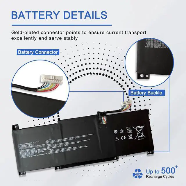 Alt view image 5 of 5 - JOTACT BTY-M491 11.4V Laptop Battery for MSI Modern 15 A10M A10M-028DE A10M-029 A10RAS A10RAS-076FR A10RAS-206IT A10RB A10RB-041TW A10RD A11M A11SB A4M A4MW MS-155K Summit B15 A11M Stealth 52.4Wh