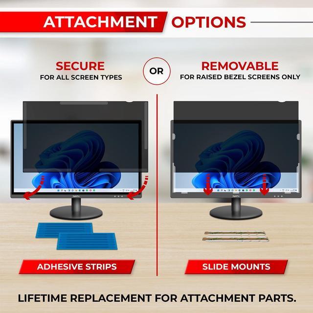 Alt view image 4 of 5 - SightPro 27 Inch 16:9 [2 Pack] Computer Privacy Screen Filter for Monitor - Privacy Shield and Anti-Glare Protector