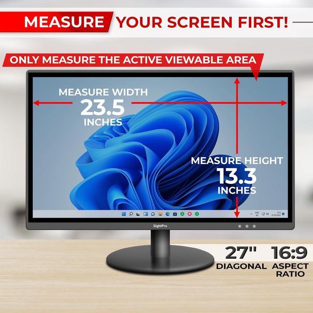 Alt view image 2 of 5 - SightPro 27 Inch 16:9 [2 Pack] Computer Privacy Screen Filter for Monitor - Privacy Shield and Anti-Glare Protector