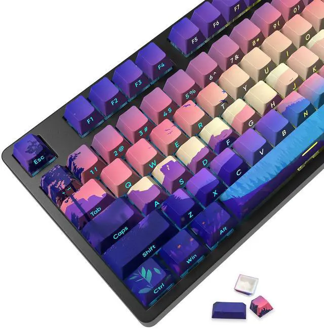 Main image of JSJT PBT Keycaps-Side Printed Translucent Keycap,Multi-Coloured Style Shine Through Custom Key Caps,124 Keys Cherry Profile Keycap Set for Cherry MX Switches Mechanical Keyboards