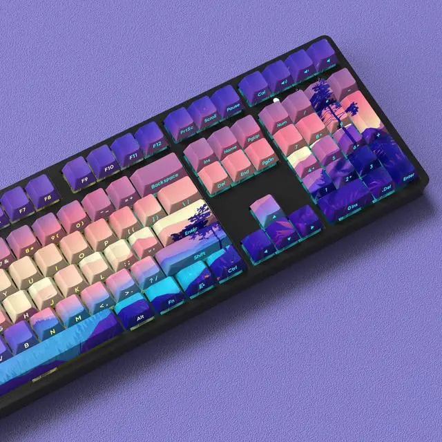 Alt view image 2 of 5 - JSJT PBT Keycaps-Side Printed Translucent Keycap,Multi-Coloured Style Shine Through Custom Key Caps,124 Keys Cherry Profile Keycap Set for Cherry MX Switches Mechanical Keyboards