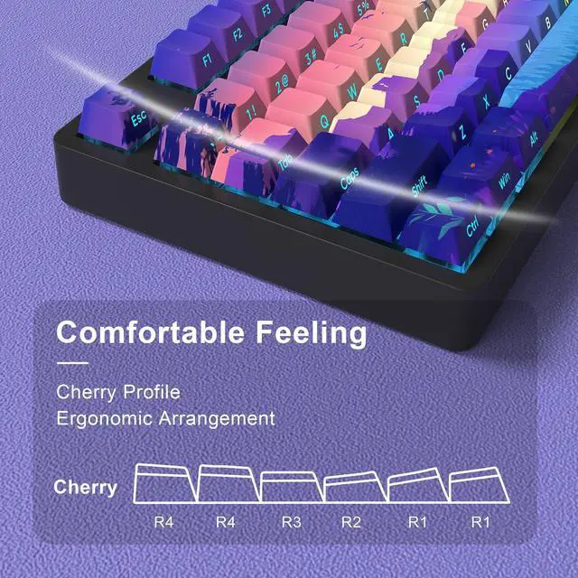 Alt view image 4 of 5 - JSJT PBT Keycaps-Side Printed Translucent Keycap,Multi-Coloured Style Shine Through Custom Key Caps,124 Keys Cherry Profile Keycap Set for Cherry MX Switches Mechanical Keyboards
