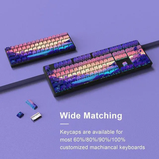 Alt view image 3 of 5 - JSJT PBT Keycaps-Side Printed Translucent Keycap,Multi-Coloured Style Shine Through Custom Key Caps,124 Keys Cherry Profile Keycap Set for Cherry MX Switches Mechanical Keyboards