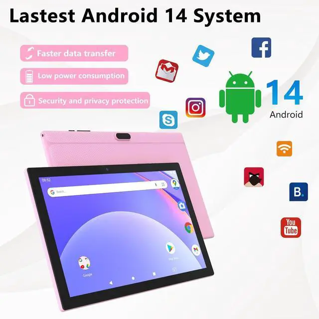 Alt view image 2 of 5 - IWEGGO Android 14 Tablet, 10 Inch Tablet 8GB RAM 64GB ROM Storage 1TB Expand, Quad-core 1.8Ghz Processor Tablet, 8MP Camera, 6000mAh Battery, 1280 * 800 IPS HD Touch Screen, 5G Wifi6 BT 5.0 Tablet